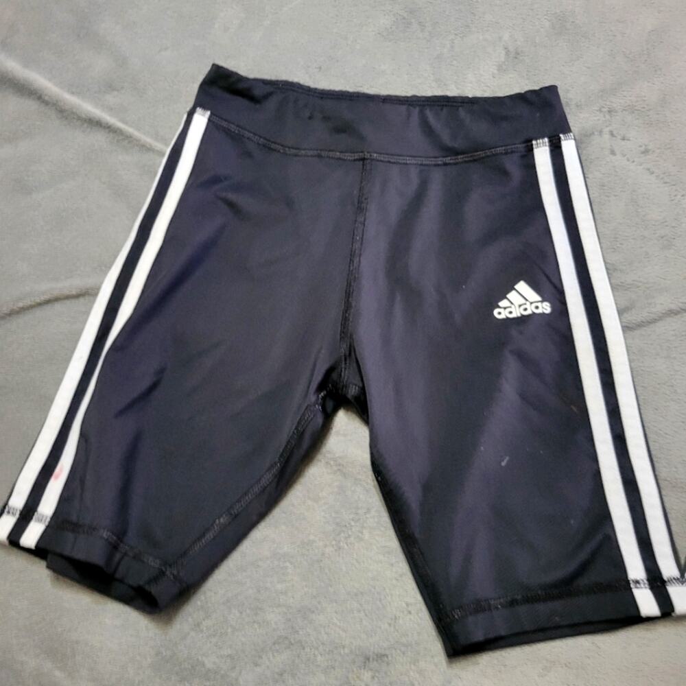 Adidas Black Compression‎ Styled Girls Small Sport Shorts Surf Run Gym